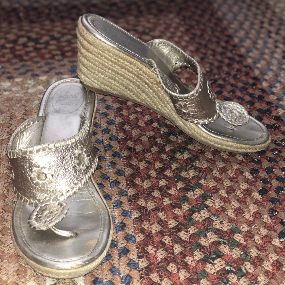 Jack Rogers Gold Espadrille Wedges